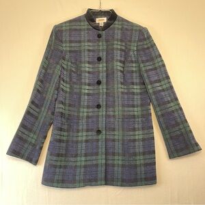 Talbots Blue and Green Plaid Blazer Size 10